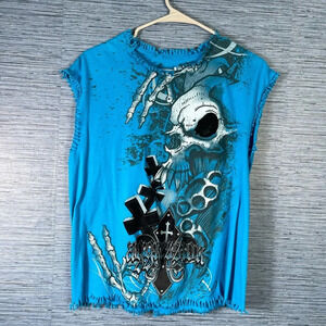 Y2k Carbon Black Medium Blue men’s shirt Tank Skull